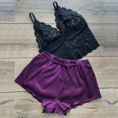 Yuelianxi Ladies Fashion Fashion Lace V-neck Lace Solid Color Vest Pajama Shorts Set
Yuelianxi Ladies Fashion Fashion Lace V-neck Lace Solid Color Vest Pajama Shorts Set
