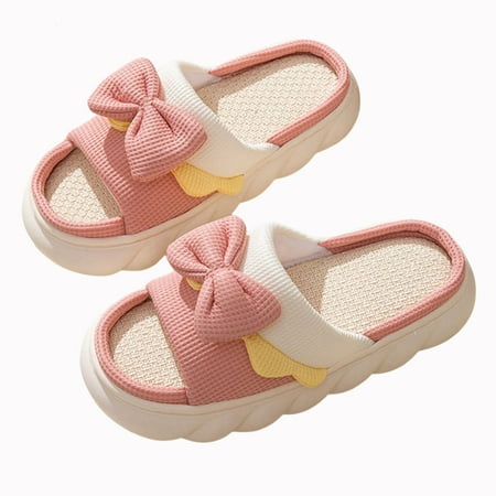Linen Slippers for Female Comfortable Non-Slip Sandals for Bathroom Bedroom Living Room 38-39 Thick-soled Linen Bow Pink
Linen Slippers for Female Comfortable Non-Slip Sandals for Bathroom Bedroom Living Room 38-39 Thick-soled Linen Bow Pink