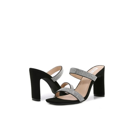 Women Double Strap High Chunky Heeled Slip On Slide Sandals (Double Rhinestoned Black 10)
Women Double Strap High Chunky Heeled Slip On Slide Sandals (Double Rhinestoned Black 10)