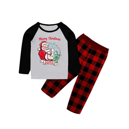 Farrubbyine8 Family Christmas Pajamas Sets Long Sleeve Parent-Child Sleepwear
