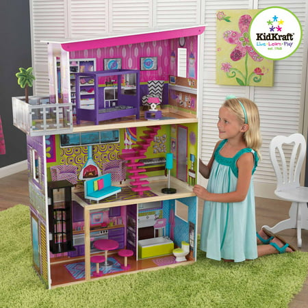 KidKraft Super Model Wooden Dollhouse with 11 Pieces of Furniture