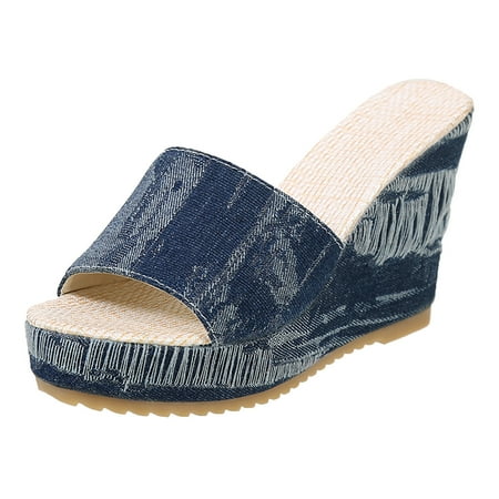 Womens Sandals Comfortable Summer Casual Worn Do Old Denim Beach Outside Wear Thick Bottom Slope With Large Size Sandals Slippers
Womens Sandals Comfortable Summer Casual Worn Do Old Denim Beach Outside Wear Thick Bottom Slope With Large Size Sandals Slippers