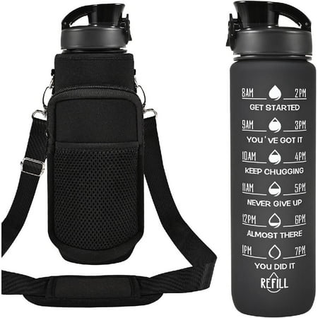 32 oz Water Bottles with Straw & Strap Motivational Water Bottles with Times to Drink BPA Free Reusable Sports Water Bottle with Sleeve Carrier for Hiking Travel Running or Fitness (Dark Black)
32 oz Water Bottles with Straw & Strap Motivational Water Bottles with Times to Drink BPA Free Reusable Sports Water Bottle with Sleeve Carrier for Hiking Travel Running or Fitness (Dark Black)