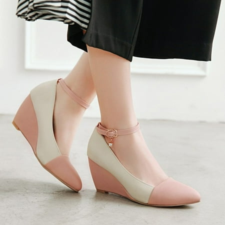 Wedges Fashion Office Lady Pointed Toe Ankle Strap Wedge Heel Shoe Pumps Plus Size Shoe
Wedges Fashion Office Lady Pointed Toe Ankle Strap Wedge Heel Shoe Pumps Plus Size Shoe