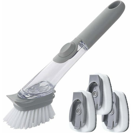 3in1 washing-up brush with detergent dispenser washing-up brush sponge brush with integrated scraper with 3 washing-up sponges cleaning brush silicone push button for reliable sealing
3in1 washing-up brush with detergent dispenser washing-up brush sponge brush with integrated scraper with 3 washing-up sponges cleaning brush silicone push button for reliable sealing