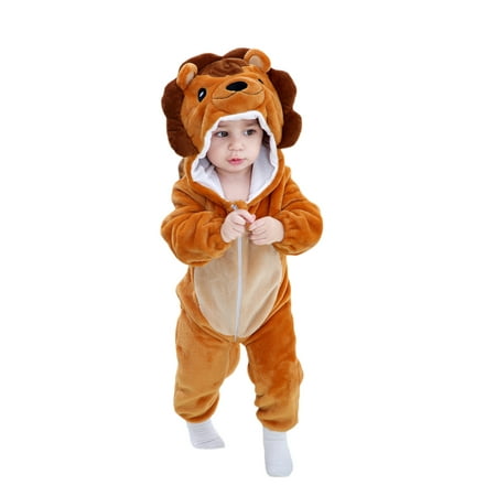 Musuos Hooded Animal Jumpsuit Baby Casual Long Sleeve Zipper Romper