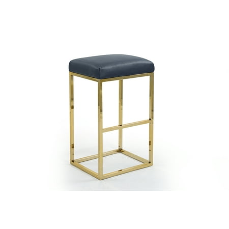 Chic Home Valerie Bar Stool Chair PU Leather Upholstered Seat Backless Design, Blue
