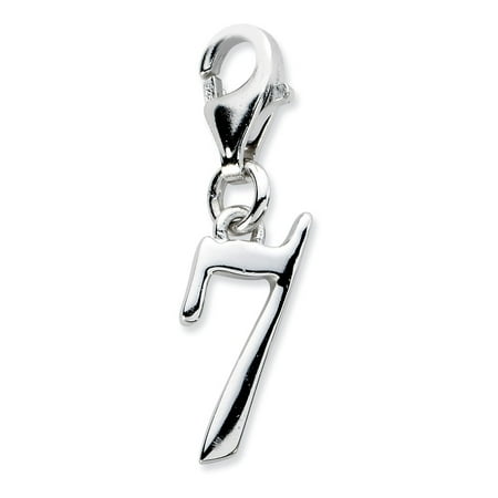 Sterling Silver Number 7 with Lobster Clasp Charm (0.9in)