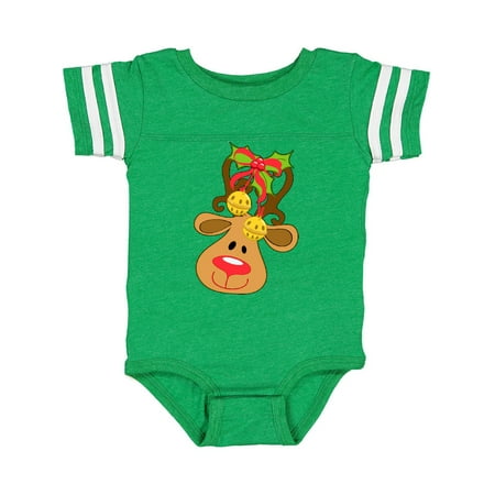 Inktastic Cute Christmas Reindeer with Bells Gift Baby Boy or Baby Girl Bodysuit