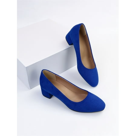 Faux Suede Square Toe Chunky Heeled Court Pumps Women‘s Footwear