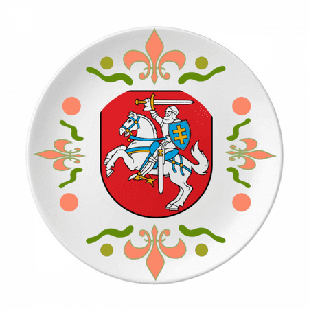 Lithuania Europe National Emblem Flower Ceramics Plate Tableware Dinner Dish