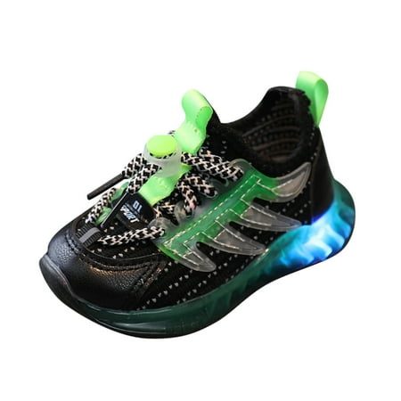 QIIBURR Baby Girls Shoes Children Kids Baby Girls Led Light Luminous Running Sport Shoes Mesh Sneakers