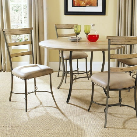 Hillsdale Charleston 5 Piece Round Desert Tan Wood & Metal Dining Set with Ladder Back Chairs