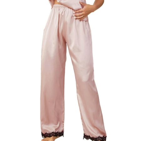 Grianlook Women Pajama Pants Lace Stitching Pj Bottoms Solid Color Sleepwear Ladies Baggy Lounge Pant Loose Elastic Waist Trousers Pink S
Grianlook Women Pajama Pants Lace Stitching Pj Bottoms Solid Color Sleepwear Ladies Baggy Lounge Pant Loose Elastic Waist Trousers Pink S