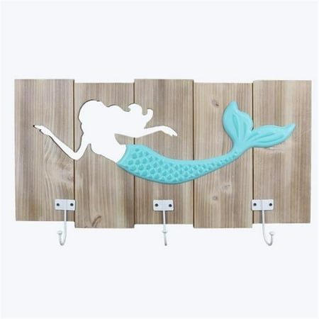 Youngs 60275 Wood Mermaid Cutout Wall Hook with Punched Tin Tail
