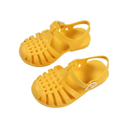Fridja Toddler Sandles Girls Jelly Sandals Rubber Sole Closed Toe Princess Flat Summer Shoes 1-4 Years Old