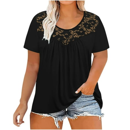 Blouses for Women Plus Size Womens Casual Tunic Solid Short Sleeve Lace Tee Shirts Flowy Pleated Tops Blouse Loose Round-Neck Ruffle Sleeve Blouses for Women Black XL
Blouses for Women Plus Size Womens Casual Tunic Solid Short Sleeve Lace Tee Shirts Flowy Pleated Tops Blouse Loose Round-Neck Ruffle Sleeve Blouses for Women Black XL