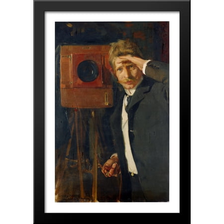 Portrait of photographer, Christian Franzen 26x40 Large Black Wood Framed Print Art by Joaquin Sorolla