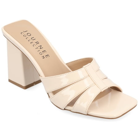 Journee Collection Womens Ellington Inset Covered Block Heel Slip On Sandals