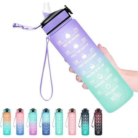 32 oz Water Bottles with Times to Drink and Straw Motivational Water Bottle with Time Marker Leakproof & BPA Free Drinking Sports Water Bottle for Fitness Gym & Outdoor - 2 Pack
32 oz Water Bottles with Times to Drink and Straw Motivational Water Bottle with Time Marker Leakproof & BPA Free Drinking Sports Water Bottle for Fitness Gym & Outdoor - 2 Pack
