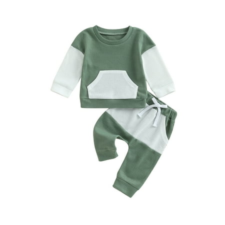 Toddler Baby Boy Fall Winter Outfits Long Sleeve Shirts Waffle Sweatshirt with Pants 2Pcs Clothes Set
Toddler Baby Boy Fall Winter Outfits Long Sleeve Shirts Waffle Sweatshirt with Pants 2Pcs Clothes Set
