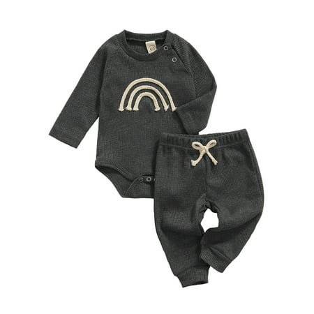 Yinyinxull Newborn Infant Baby Girls Boys Casual Clothes Rainbow Print Plaid Knitted Rompers Pants Outfits Dark Grey 12-18 Month
Yinyinxull Newborn Infant Baby Girls Boys Casual Clothes Rainbow Print Plaid Knitted Rompers Pants Outfits Dark Grey 12-18 Month