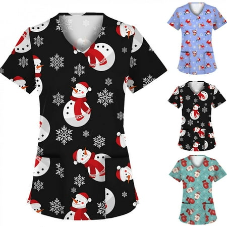 Wirziis Christmas Costumes for Women Nursing Scrub Tops Christmas Printed Working Uniform Short Sleeve V-Neck Workwear Blouse T-shirt with Pockets
Wirziis Christmas Costumes for Women Nursing Scrub Tops Christmas Printed Working Uniform Short Sleeve V-Neck Workwear Blouse T-shirt with Pockets