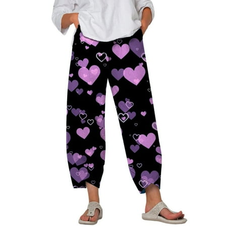 Dadaria Wide Leg Pants for Women Summer Plus Size Wide Leg Pants For Elastic High Waist Crop Pants Loose Love Heart Print Lounge Trousers Purple M Female
Dadaria Wide Leg Pants for Women Summer Plus Size Wide Leg Pants For Elastic High Waist Crop Pants Loose Love Heart Print Lounge Trousers Purple M Female