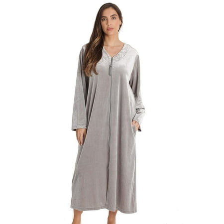 Just Love Plush Zipper Lounger Robe 6795-BLK-2X (X-Large Grey)