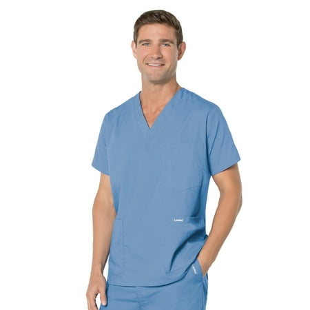 Landau Essentials Men s Classic Fit V-Neck Five Pocket Scrub Top Style 7489