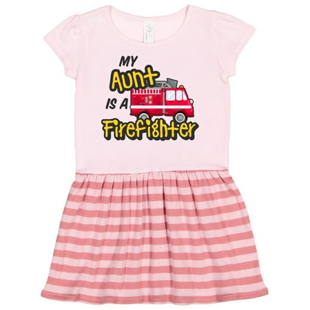Inktastic My Aunt is a Firefighter with Fire Truck Gift Toddler Girl Dress