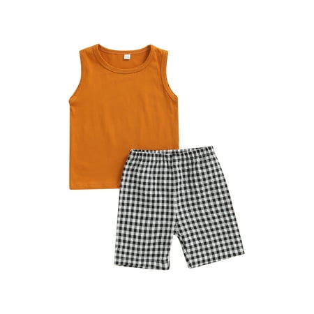ZIYIXIN Summer Causal Boys Clothes 2pcs Sleeveless Solid Vest Tops +Plaid Printed Elastic Shorts Sets Ginger 2-3 Years
ZIYIXIN Summer Causal Boys Clothes 2pcs Sleeveless Solid Vest Tops +Plaid Printed Elastic Shorts Sets Ginger 2-3 Years