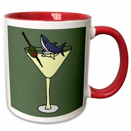 3dRose Fun Shark Swimming in Martini Glass - Two Tone Red Mug 11-ounce
