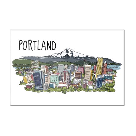 Portland, Oregon - Cityscape - Line Drawing - Lantern Press Artwork (24x16 Acrylic Wall Art Gallery Quality)
