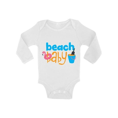 18 Month Girls Clothes - NB 6M 12M 18M - Infant Beach Baby Long Sleeve Bodysuit