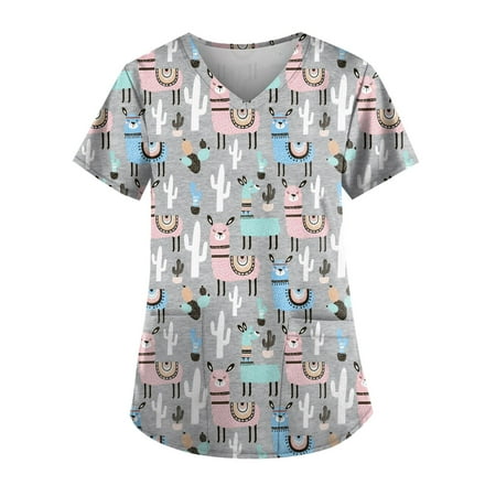 TKing Fashion Women Plus Size Scrubs Top V-Neck Short Sleeve Animal Print Pockets Work Blouse for Women Gray 3XL
TKing Fashion Women Plus Size Scrubs Top V-Neck Short Sleeve Animal Print Pockets Work Blouse for Women Gray 3XL