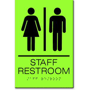 Unisex STAFF RESTROOM Sign-Laserglow / Black (2 Units)