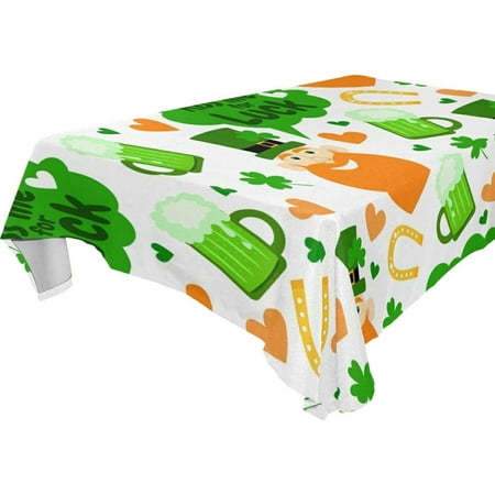 

Hyjoy St Patrick s Day Clover Tablecloth Waterproof Washable Polyester Square Table Cover Durable Tablecloth for Kitchen Dining Table Party Decor (54 X 72 Inch)