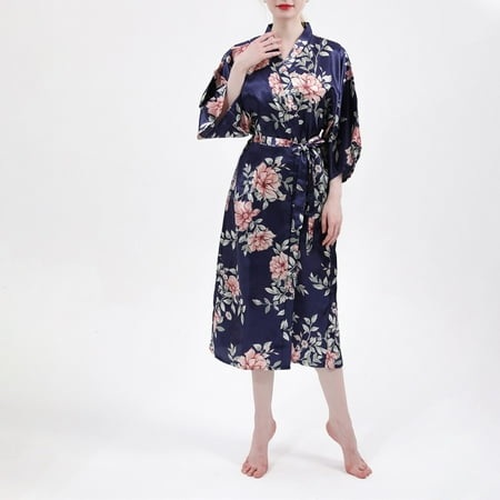 ALSLIAO Women Long Satin Bathrobe Bridal Wedding Kimono Gown Robes Nightwear Dress Navy
ALSLIAO Women Long Satin Bathrobe Bridal Wedding Kimono Gown Robes Nightwear Dress Navy