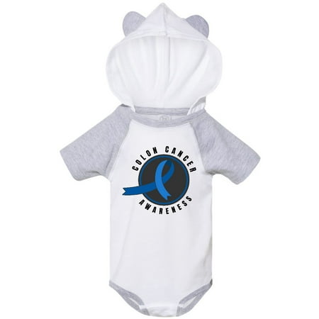 Inktastic Colon Cancer Awareness with Dark Blue Ribbon and Circle Gift Baby Boy or Baby Girl Bodysuit
