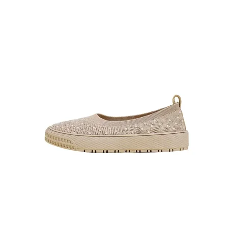 Rhinestone Eyelet Breathable Round Toe Anti-slip Slight Platform Flat Shoes Casual & Cozy Women‘s Shoes Women‘s Footwear