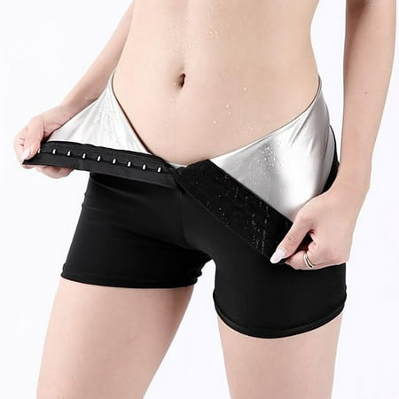 

Plus Size Women silver Coated Sweat Sauna High Waist Short Pants Body Shaper Slimming Corset Waist Trainer leggings