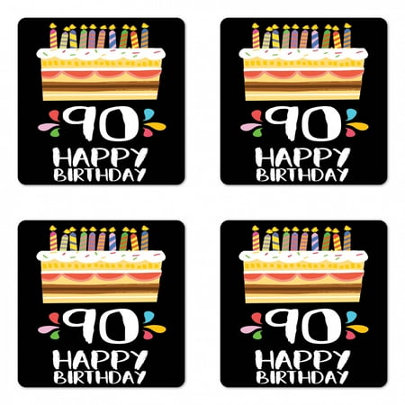 90th Birthday Coaster Set of 4 Colorful Party Set on a Dark Background Cake Candles Design Square Hardboard Gloss Coasters Standard Size Multicolor by Ambesonne
90th Birthday Coaster Set of 4 Colorful Party Set on a Dark Background Cake Candles Design Square Hardboard Gloss Coasters Standard Size Multicolor by Ambesonne