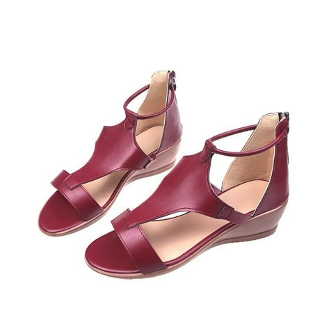 Women s Classic Wedge Sandals Open Toe Buckle Ankle Strap Breathable Summer Casual Beach Dress Sandals-red-Small
Women s Classic Wedge Sandals Open Toe Buckle Ankle Strap Breathable Summer Casual Beach Dress Sandals-red-Small