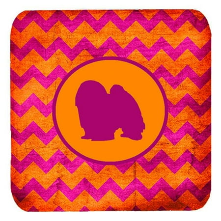 Japanese Chin Chevron Pink And Orange Foam Coasters Set Of 4