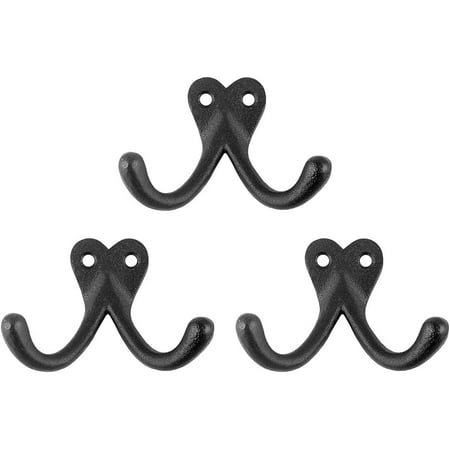 Renovators Supply Black Cast Iron Coat Double Hook Decorative Robe Wall Mount Hanger Hooks for Hat Or Jacket Holder Rust Resistant Powder Coated Utility Storage Hooks with Hardware Pack of 3
Renovators Supply Black Cast Iron Coat Double Hook Decorative Robe Wall Mount Hanger Hooks for Hat Or Jacket Holder Rust Resistant Powder Coated Utility Storage Hooks with Hardware Pack of 3