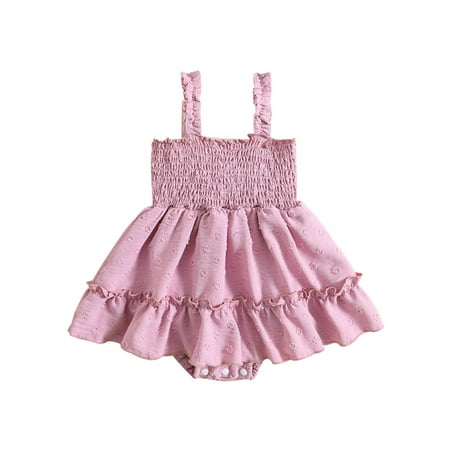 HOANSELAY Baby Girls Summer Sleeveless Jumpsuit Casual Swiss Dot Ruched Spaghetti Strap Romper Dress
HOANSELAY Baby Girls Summer Sleeveless Jumpsuit Casual Swiss Dot Ruched Spaghetti Strap Romper Dress