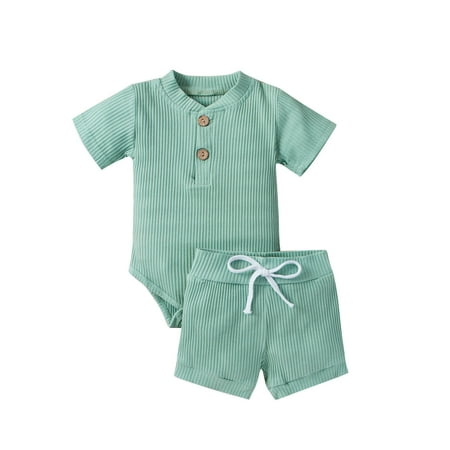 OVTICZA Toddler Baby Girls 2 Piece Short Sleeve Button Bodysuit and Shorts Set Summer Outfit Clothing Set with Mint Green 70
OVTICZA Toddler Baby Girls 2 Piece Short Sleeve Button Bodysuit and Shorts Set Summer Outfit Clothing Set with Mint Green 70
