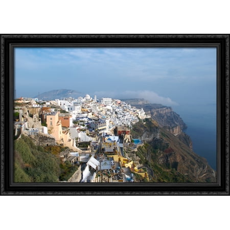 Fira at Santorini Island, Greece 40x28 Large Black Ornate Wood Framed Canvas Art