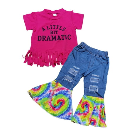 Toddler Baby Girl Clothes Set Fashion Letter Short Sleeve Tassel T-Shirts + Flare Patchwork Jeans 2Pcs Summer Outfit Set
Toddler Baby Girl Clothes Set Fashion Letter Short Sleeve Tassel T-Shirts + Flare Patchwork Jeans 2Pcs Summer Outfit Set